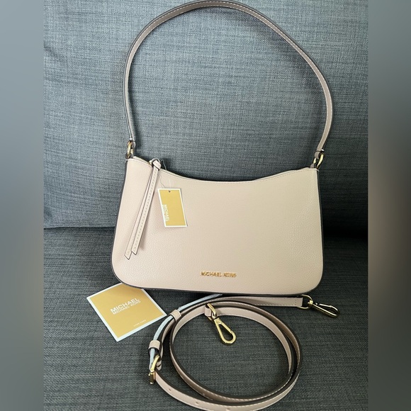 NWT MICHAEL KORS LANEY MEDIUM POUCHETTE HOBO CROSSBODY BAG LEATHER - Picture 1 of 11